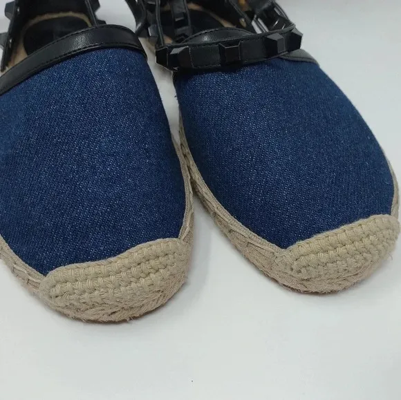 🥳🎉H/P🥳🎉Rebecca Minkoff Gilles Denim Studded Espadrilles Size 6