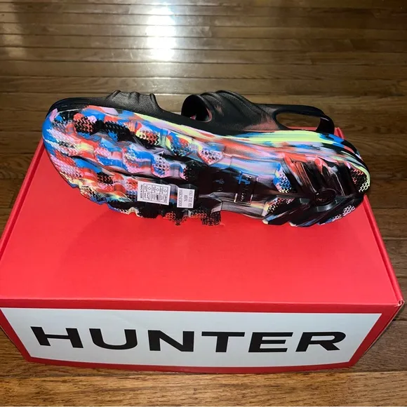 Hunter Bloom Algae Foam Marble Sandals Black &amp; Multicolored Women’s Size 10