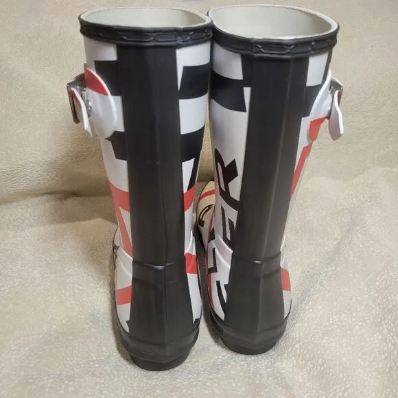 Hunter Original Short (mid calf) Exploded Logo Rain Boots, sz 9