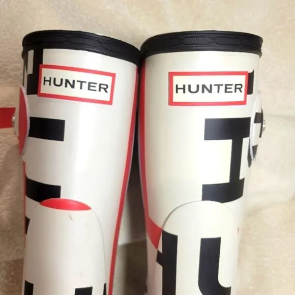 Hunter Original Short (mid calf) Exploded Logo Rain Boots, sz 9