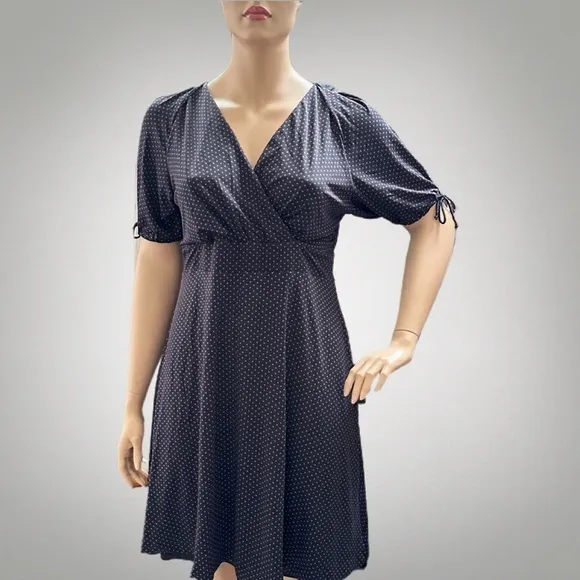 Igigi Polka Dot Dress Plus Size 18/20 Pink Dots on Black, Short Sleeves Country