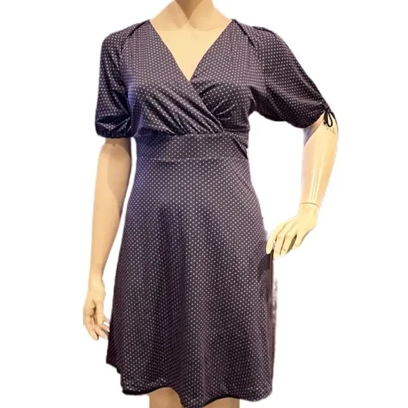 Igigi Polka Dot Dress Plus Size 18/20 Pink Dots on Black, Short Sleeves Country