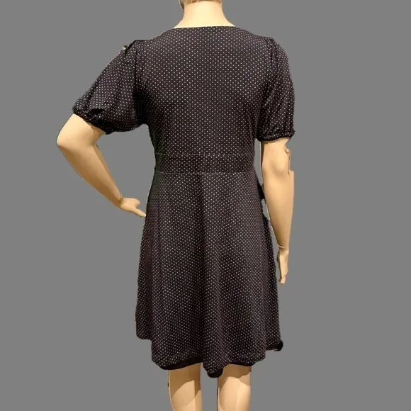Igigi Polka Dot Dress Plus Size 18/20 Pink Dots on Black, Short Sleeves Country