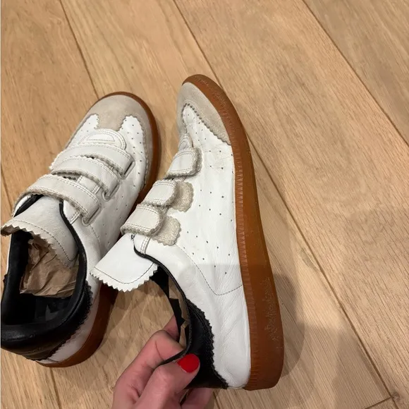 Isabel Marant Beth Velcro Sneakers in White and Black