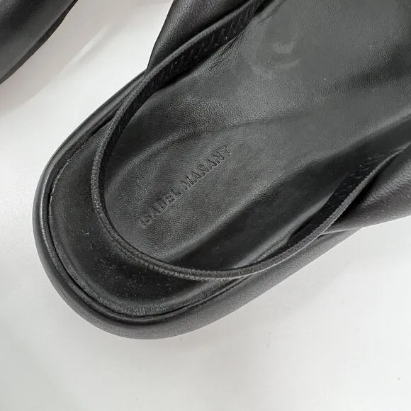 Isabel Marant Women's Orene Leather Puffy Thong Sandals in Black sz 36 / US 6