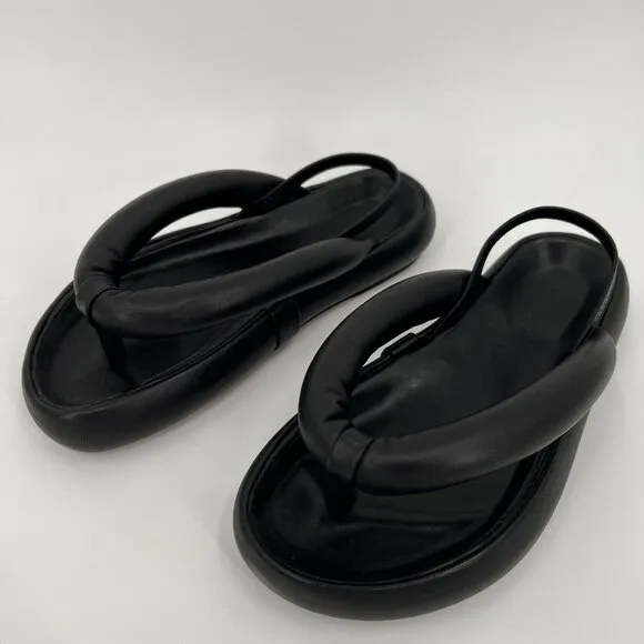 Isabel Marant Women's Orene Leather Puffy Thong Sandals in Black sz 36 / US 6