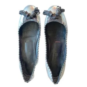 ISABELLA FIORE Vero Cuoio Italian Leather Metallic Silver Tassel Ballet Flat 7.5