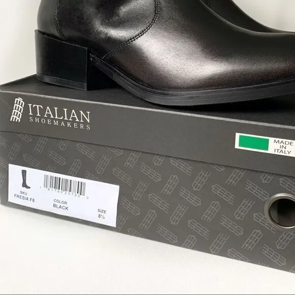 ITALIAN SHOEMAKERS Black Leather Knee Boot!