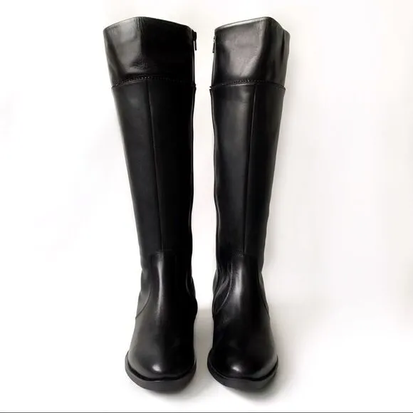 ITALIAN SHOEMAKERS Black Leather Knee Boot!