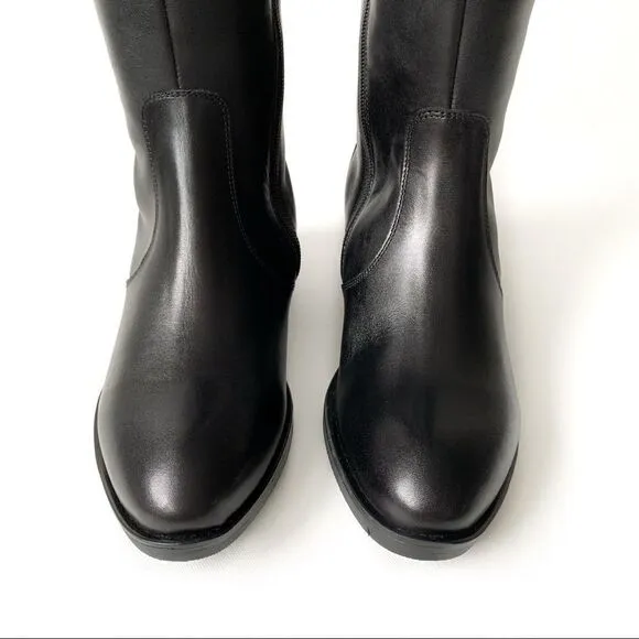 ITALIAN SHOEMAKERS Black Leather Knee Boot!