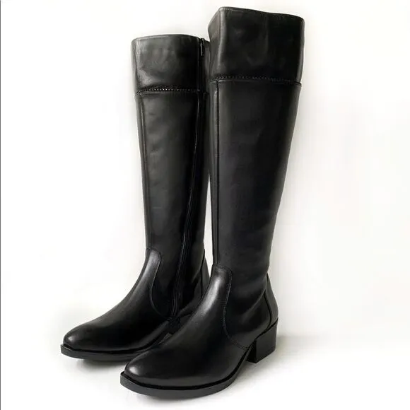 ITALIAN SHOEMAKERS Black Leather Knee Boot!