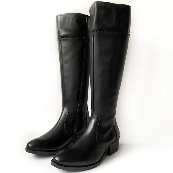 ITALIAN SHOEMAKERS Black Leather Knee Boot!