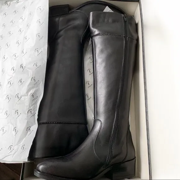 ITALIAN SHOEMAKERS Black Leather Knee Boot!