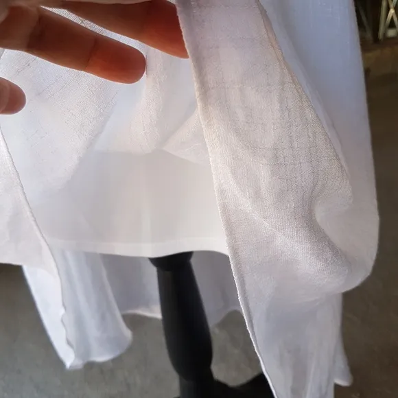 IzByer Bright White Strapless Hi Lo Gauze Dress with belt LIKE NEW