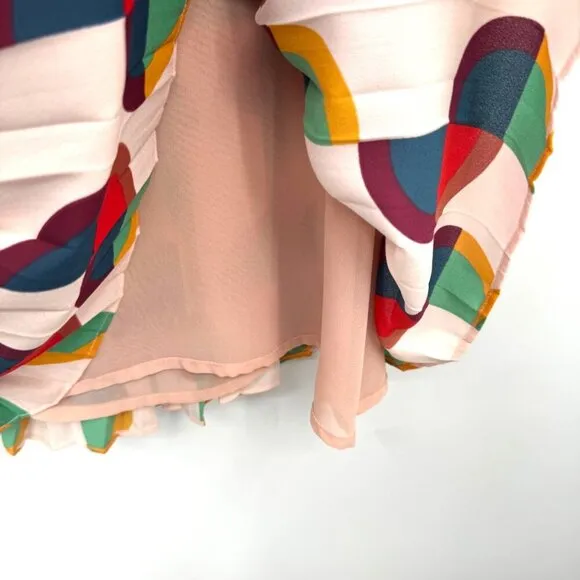 J Crew 365 Pleated Midi Skirt Size 6 Art Deco Print
