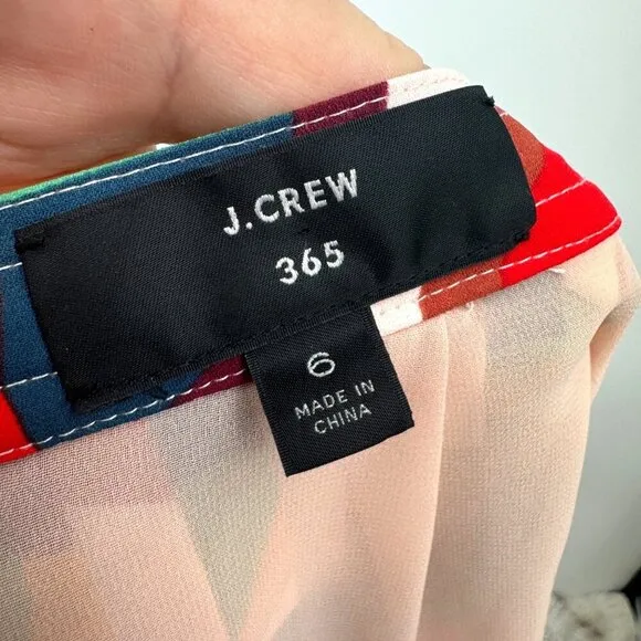 J Crew 365 Pleated Midi Skirt Size 6 Art Deco Print
