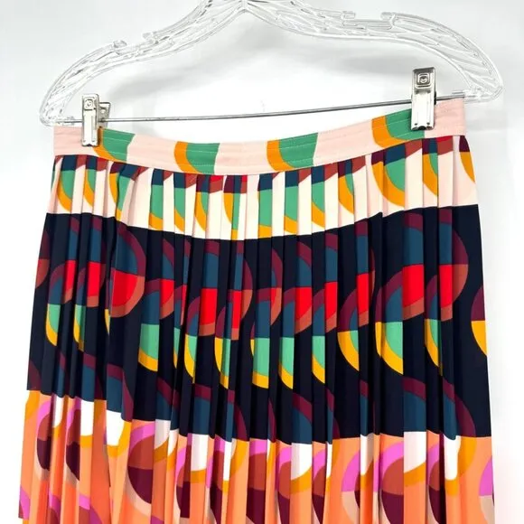 J Crew 365 Pleated Midi Skirt Size 6 Art Deco Print