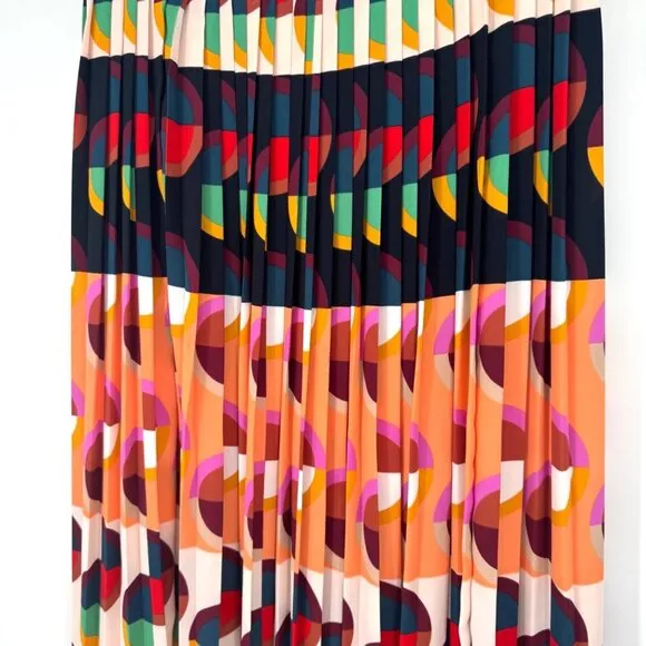 J Crew 365 Pleated Midi Skirt Size 6 Art Deco Print