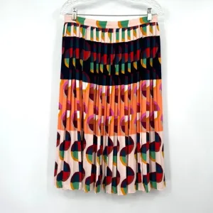 J Crew 365 Pleated Midi Skirt Size 6 Art Deco Print