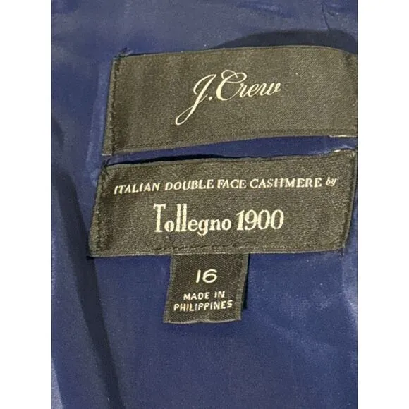 J. Crew Black Label Dress Double Face Italian Cashmere by Tollegno Navy 16