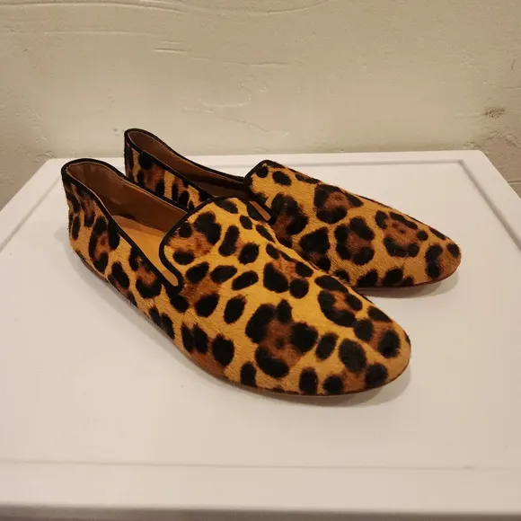J Crew calf hair leopard print loafers size 7