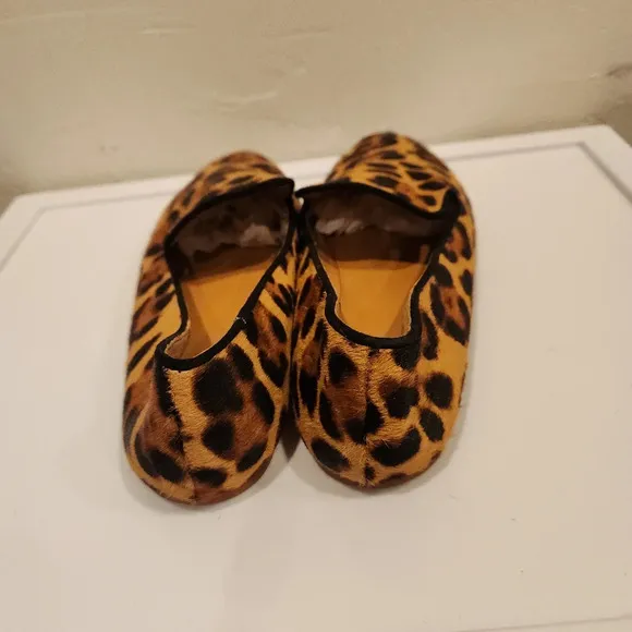 J Crew calf hair leopard print loafers size 7