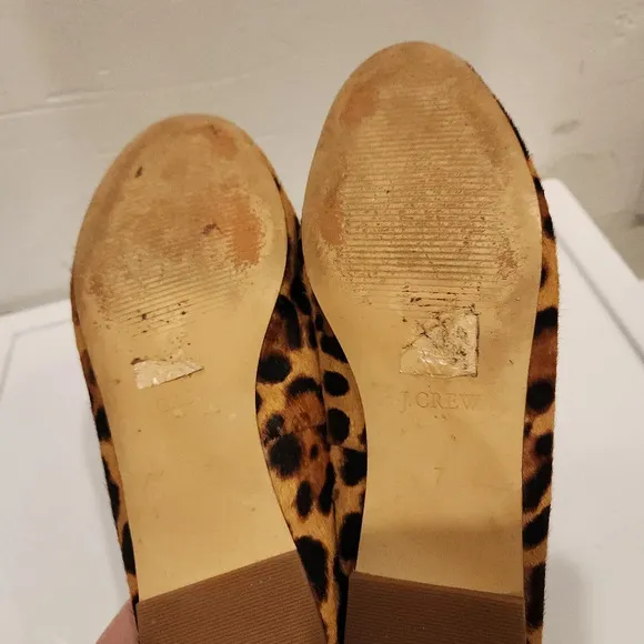 J Crew calf hair leopard print loafers size 7