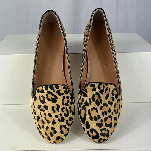 J. Crew Cora Leopard Calf Hair Loafers.