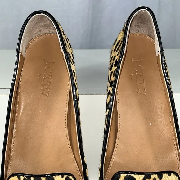 J. Crew Cora Leopard Calf Hair Loafers.