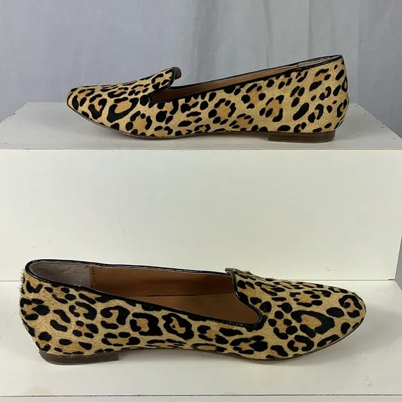 J. Crew Cora Leopard Calf Hair Loafers.