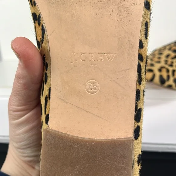 J. Crew Cora Leopard Calf Hair Loafers.