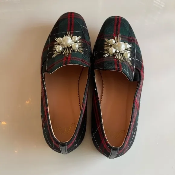 J crew Embellished Loafers in Festive Tartan Plaid - 6
