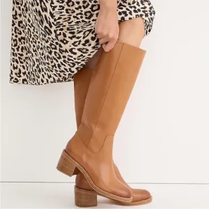 J. Crew Knee-high Stacked Heel Boots Leather BJ870