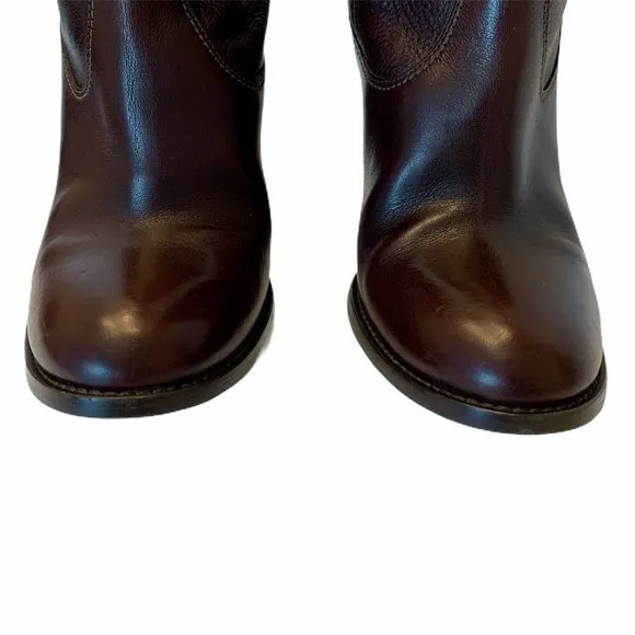 J Crew Leather Boots Pull On Style Buckle Size 8.5