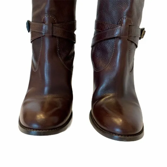 J Crew Leather Boots Pull On Style Buckle Size 8.5
