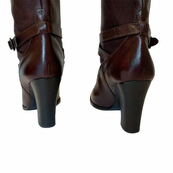 J Crew Leather Boots Pull On Style Buckle Size 8.5