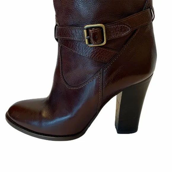 J Crew Leather Boots Pull On Style Buckle Size 8.5