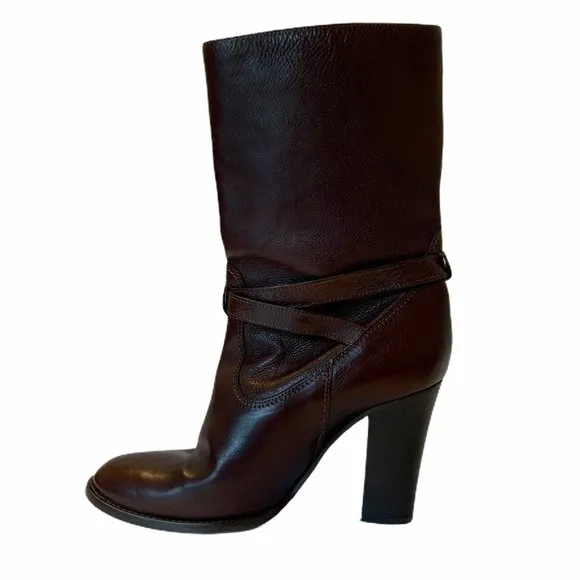 J Crew Leather Boots Pull On Style Buckle Size 8.5