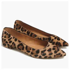 J. Crew Marina leopard calf hair pointy-toe flats size 7
