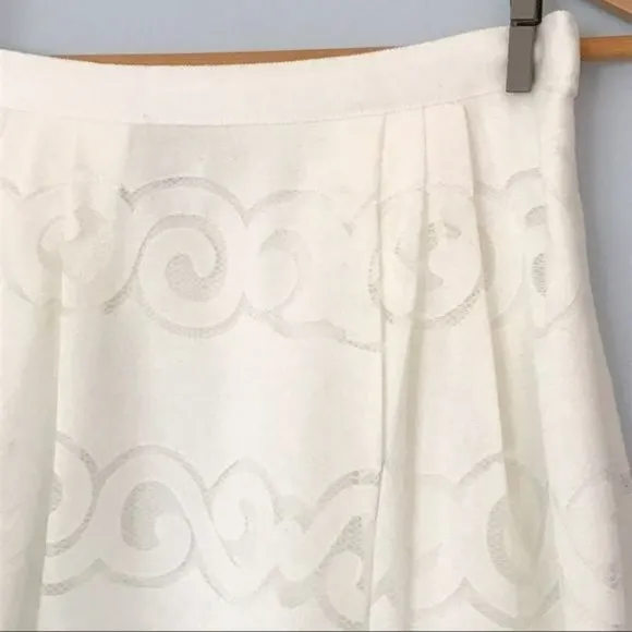 J CREW Midi Skirt Ornate Lace sz 8 White A Line Full E9057 *GORGEOUS* NEW NWT