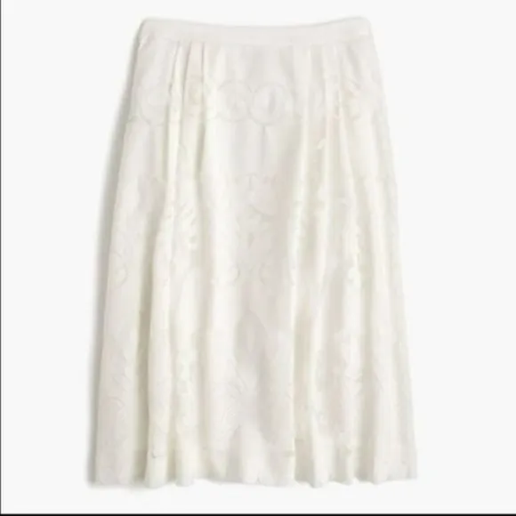 J CREW Midi Skirt Ornate Lace sz 8 White A Line Full E9057 *GORGEOUS* NEW NWT