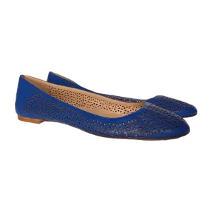 J CREW Nora Royal Blue Leather Perforated Closed Toe Ballet Flats 6.5