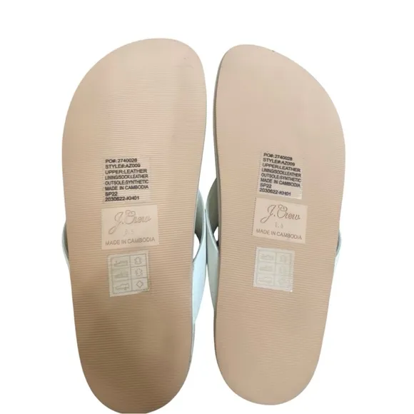 J CREW Pacific leather thong sandals in off white Size 6.5 NEW