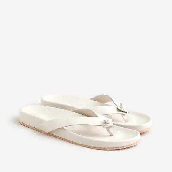 J CREW Pacific leather thong sandals in off white Size 6.5 NEW