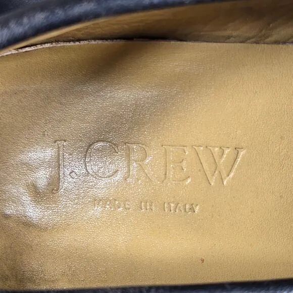 J Crew Penny Loafers Womens 7 Black Leather Chunky Platform Academia Preppy