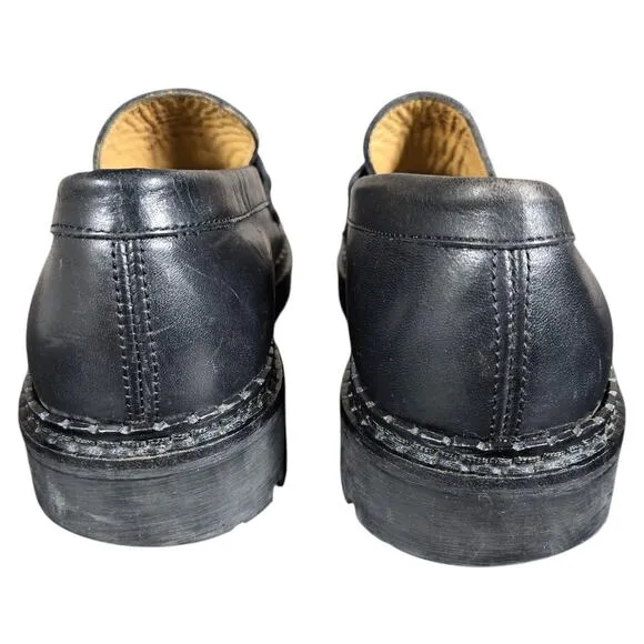 J Crew Penny Loafers Womens 7 Black Leather Chunky Platform Academia Preppy