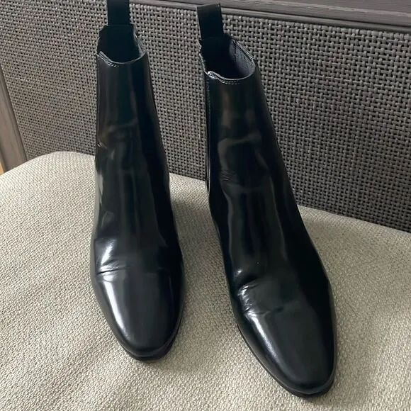 J. Crew Piper Black Leather Ankle Boots