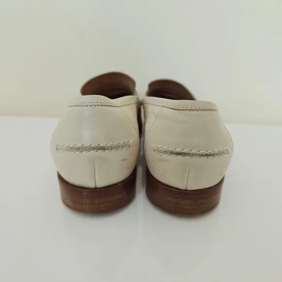 J. Crew Ryan White Formal Leather Penny Loafers Cream Women's Size 8