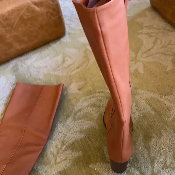 J Crew Sadie Knee High Boots In Leather BA567 rich oak
