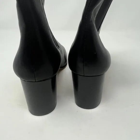 J. Crew Willa Leather Stacked Heel Boots 8 black